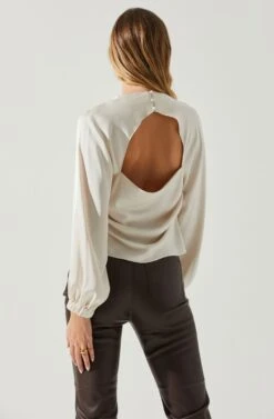 Veronica Satin Cutout Top -Chic Ladies Wear Shop ACT17833S CHAMPAGNE 5