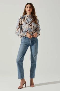 Veronica Floral Cutout Top -Chic Ladies Wear Shop ACT17833 BLUEFLORAL 1