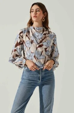 Veronica Floral Cutout Top -Chic Ladies Wear Shop ACT17833 BLUEFLORAL 4
