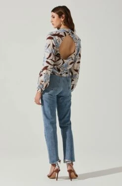 Veronica Floral Cutout Top -Chic Ladies Wear Shop ACT17833 BLUEFLORAL 6