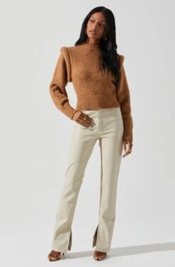 Luciana Shoulder Detail Sweater -Chic Ladies Wear Shop ACT17841 CAMEL 2