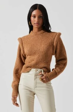 Luciana Shoulder Detail Sweater -Chic Ladies Wear Shop ACT17841 CAMEL 4