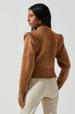 Luciana Shoulder Detail Sweater -Chic Ladies Wear Shop ACT17841 CAMEL 5