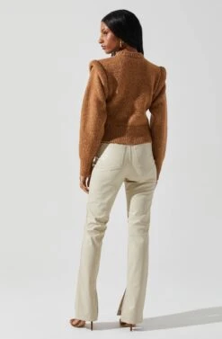 Luciana Shoulder Detail Sweater -Chic Ladies Wear Shop ACT17841 CAMEL 6
