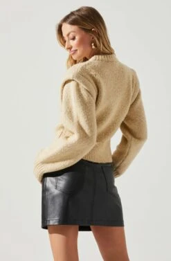 Luciana Shoulder Detail Sweater -Chic Ladies Wear Shop ACT17841 TAUPE 5