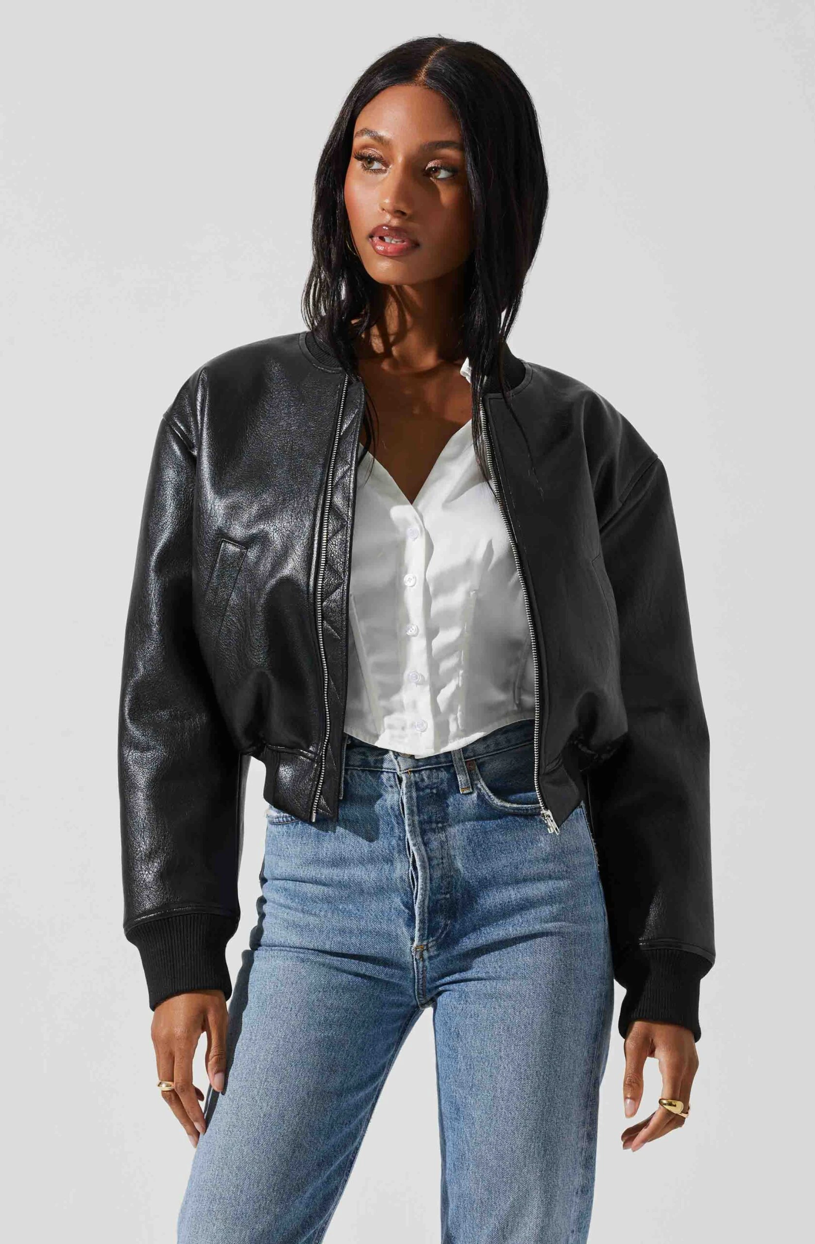 Avianna Faux Leather Bomber Jacket 3 Avianna Faux Leather Bomber Jacket