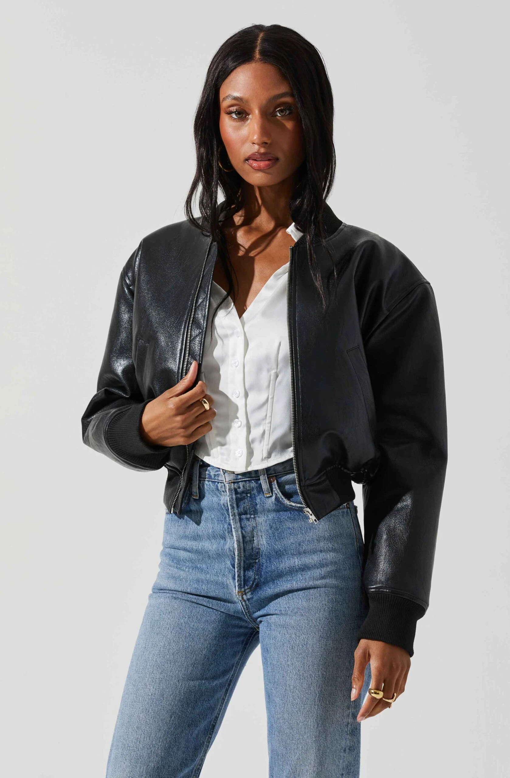 Avianna Faux Leather Bomber Jacket 5 Avianna Faux Leather Bomber Jacket - Image 3