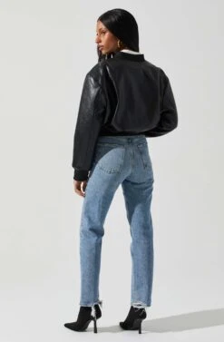 Avianna Faux Leather Bomber Jacket 17 Avianna Faux Leather Bomber Jacket -Chic Ladies Wear Shop ACT17852 BLACK 5