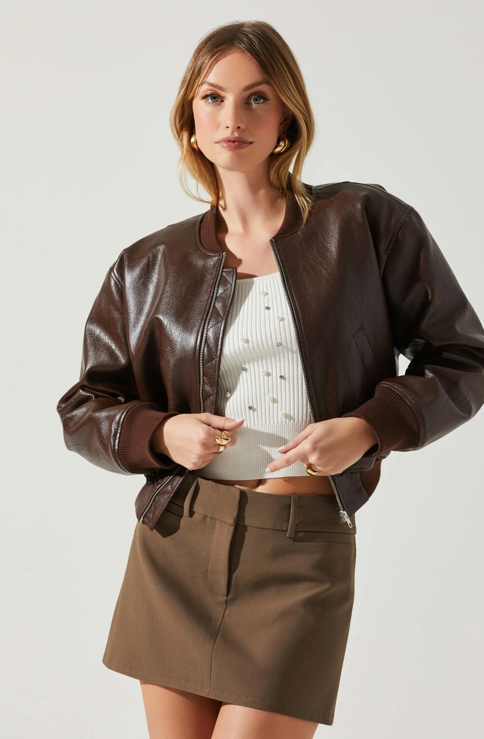 Avianna Faux Leather Bomber Jacket 9 Avianna Faux Leather Bomber Jacket - Image 7