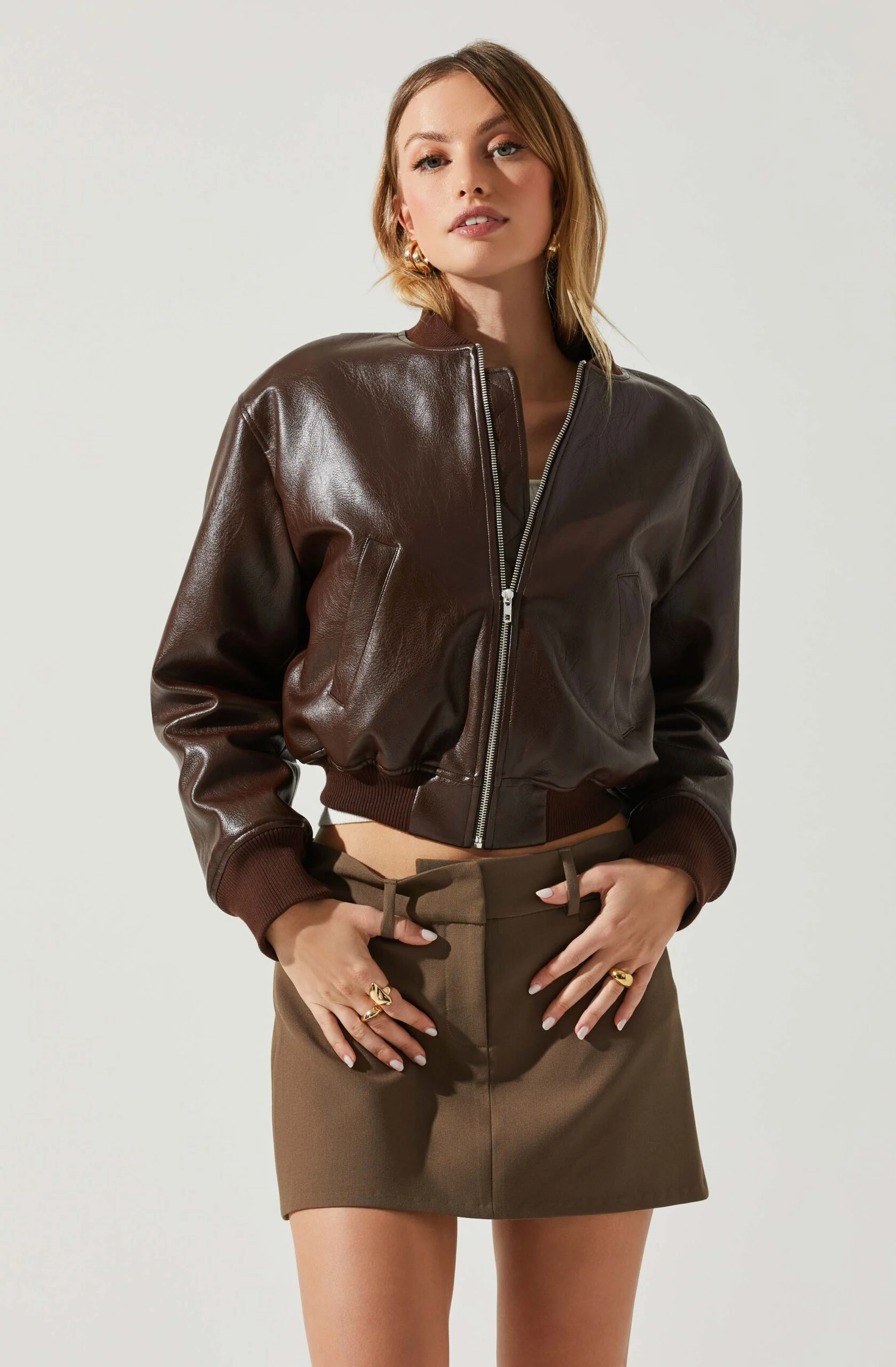 Avianna Faux Leather Bomber Jacket 11 Avianna Faux Leather Bomber Jacket - Image 9