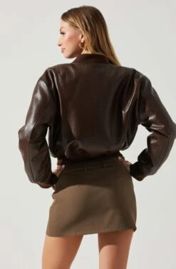 Avianna Faux Leather Bomber Jacket 25 Avianna Faux Leather Bomber Jacket -Chic Ladies Wear Shop ACT17852 BROWN 5