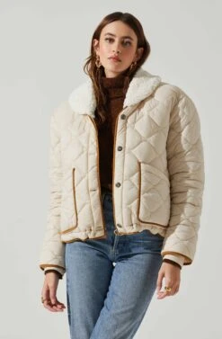 Bellamie Quilted Jacket -Chic Ladies Wear Shop ACT17854 ECRU 4