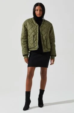 Bellamie Quilted Jacket -Chic Ladies Wear Shop ACT17854 OLIVE 2