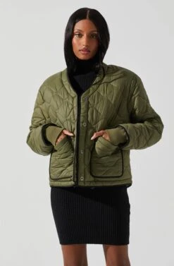 Bellamie Quilted Jacket -Chic Ladies Wear Shop ACT17854 OLIVE 3