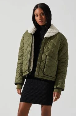 Bellamie Quilted Jacket -Chic Ladies Wear Shop ACT17854 OLIVE 4