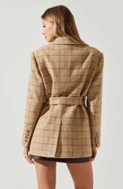 Lottie Plaid Belted Blazer 13 Lottie Plaid Belted Blazer -Chic Ladies Wear Shop ACT17861 TAUPEPLAID 5