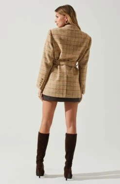 Lottie Plaid Belted Blazer 12 Lottie Plaid Belted Blazer -Chic Ladies Wear Shop ACT17861 TAUPEPLAID 6