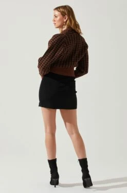 Ruby Houndstooth Cardigan -Chic Ladies Wear Shop ACT17863 DARKBROWNBLACK 5