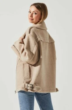 Layne Oversized Moto Jacket -Chic Ladies Wear Shop ACT17865 TAUPE 5