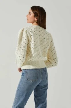 Bianca V Neck Pointelle Sweater -Chic Ladies Wear Shop ACT17869 CREAM 5
