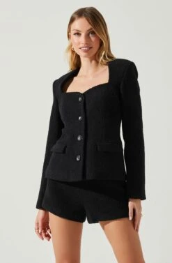 Rivka Fitted Sweetheart Blazer -Chic Ladies Wear Shop ACT17872 BLACK 4