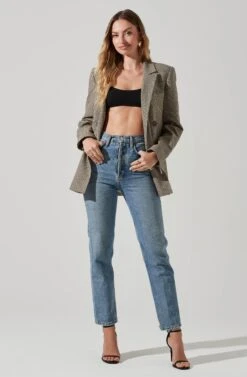 Milani Double Breasted Oversized Blazer -Chic Ladies Wear Shop ACT17873P BLACKBROWNMULTI 1