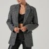 Pauline Herringbone Blazer -Chic Ladies Wear Shop ACT17875H BLACK WHITE 15741