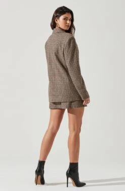 Brina Plaid Double Breasted Blazer -Chic Ladies Wear Shop ACT17876 BROWNBLACK 1628 5