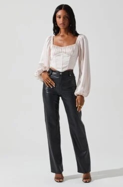 Penny Ruched Bust Long Sleeve Top -Chic Ladies Wear Shop ACT17882S BLUSH 2