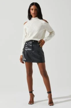 Tori Pearl Embellished Cold Shoulder Sweater -Chic Ladies Wear Shop ACT17885 CREAM 2