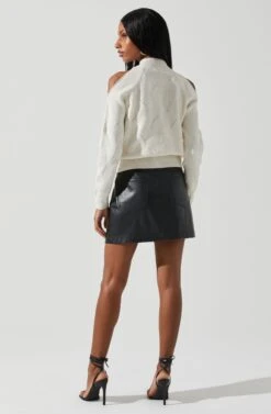 Tori Pearl Embellished Cold Shoulder Sweater -Chic Ladies Wear Shop ACT17885 CREAM 6