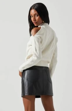 Tori Pearl Embellished Cold Shoulder Sweater -Chic Ladies Wear Shop ACT17885 CREAM 7