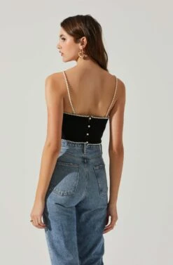 Kira Pearl Embellished Sweater Top 19 Kira Pearl Embellished Sweater Top -Chic Ladies Wear Shop ACT17886 BLACK 5