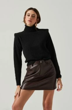 Daleyza Padded Shoulder Turtleneck Sweater 16 Daleyza Padded Shoulder Turtleneck Sweater -Chic Ladies Wear Shop ACT17899 BLACK 3