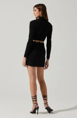 Raven Mock Neck Tie Waist Sweater -Chic Ladies Wear Shop ACT17903 BLACK 6