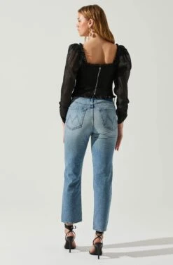 Junie Ruffle Square Neck Long Sleeve Top -Chic Ladies Wear Shop ACT17928 BLACK 5