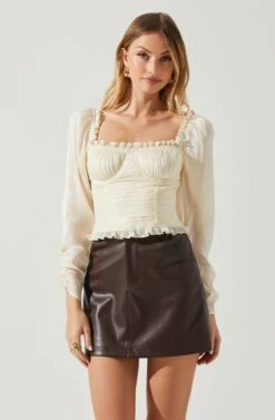 Junie Ruffle Square Neck Long Sleeve Top -Chic Ladies Wear Shop ACT17928 CHAMPAGNE 3