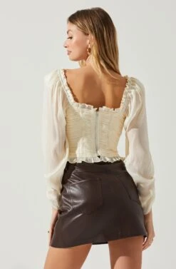 Junie Ruffle Square Neck Long Sleeve Top -Chic Ladies Wear Shop ACT17928 CHAMPAGNE 5