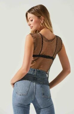 Julane Rhinestone Mesh Top 13 Julane Rhinestone Mesh Top -Chic Ladies Wear Shop ACT17938 BLACKSILVER 5