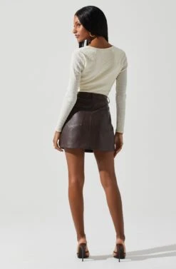 Ren Textured Sweetheart Long Sleeve Top -Chic Ladies Wear Shop ACT17975 CREAM 5