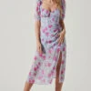 Floral Front Slit Milkmaid Midi Dress -Chic Ladies Wear Shop ADR100913 BLUEMAGENTAFLORAL 2