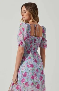 Floral Front Slit Milkmaid Midi Dress 18 Floral Front Slit Milkmaid Midi Dress -Chic Ladies Wear Shop ADR100913 BLUEMAGENTAFLORAL 5