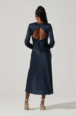 Gracie Long Sleeve Cutout Satin Midi Dress -Chic Ladies Wear Shop ADR101065 MIDNIGHT 4