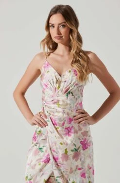 Giselle Floral Twist Front Midi Dress -Chic Ladies Wear Shop ADR101136 PINKGREENFLORAL 4