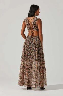 Floral Ruffle Cutout Maxi Dress -Chic Ladies Wear Shop ADR101396 BLACKMULTIFLORAL 6