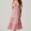 Floral Smocked Waist Tiered Midi Dress -Chic Ladies Wear Shop ADR101527 PINKFLORAL 5 2