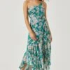 Emmylou Floral One Shoulder Midi Dress -Chic Ladies Wear Shop ADR101528 GREENPURPLEFLORAL 1