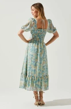 Floral Sweetheart Neck Midi Dress -Chic Ladies Wear Shop ADR101552 GREENBLUEFLORAL 6