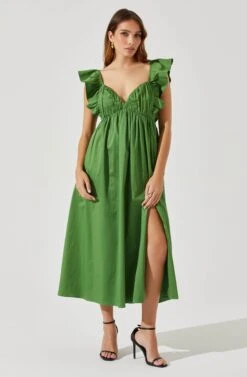Flutter Sleeve Tie Back Maxi Dress -Chic Ladies Wear Shop ADR101610 GREENAPPLE 1