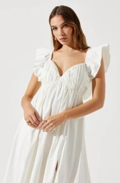 Flutter Sleeve Tie Back Maxi Dress -Chic Ladies Wear Shop ADR101610 WHITE 4